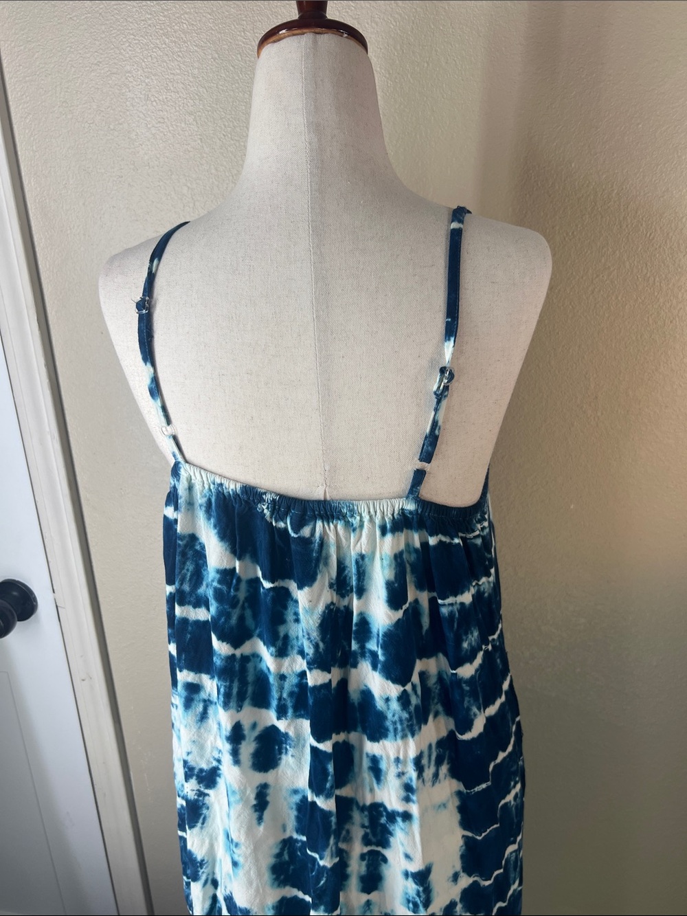 Blue Tie-Dye Spaghetti Strap Maxi Dress - Picture 3 of 7